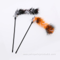 Cat teaser toy Turkey feather pole with bell